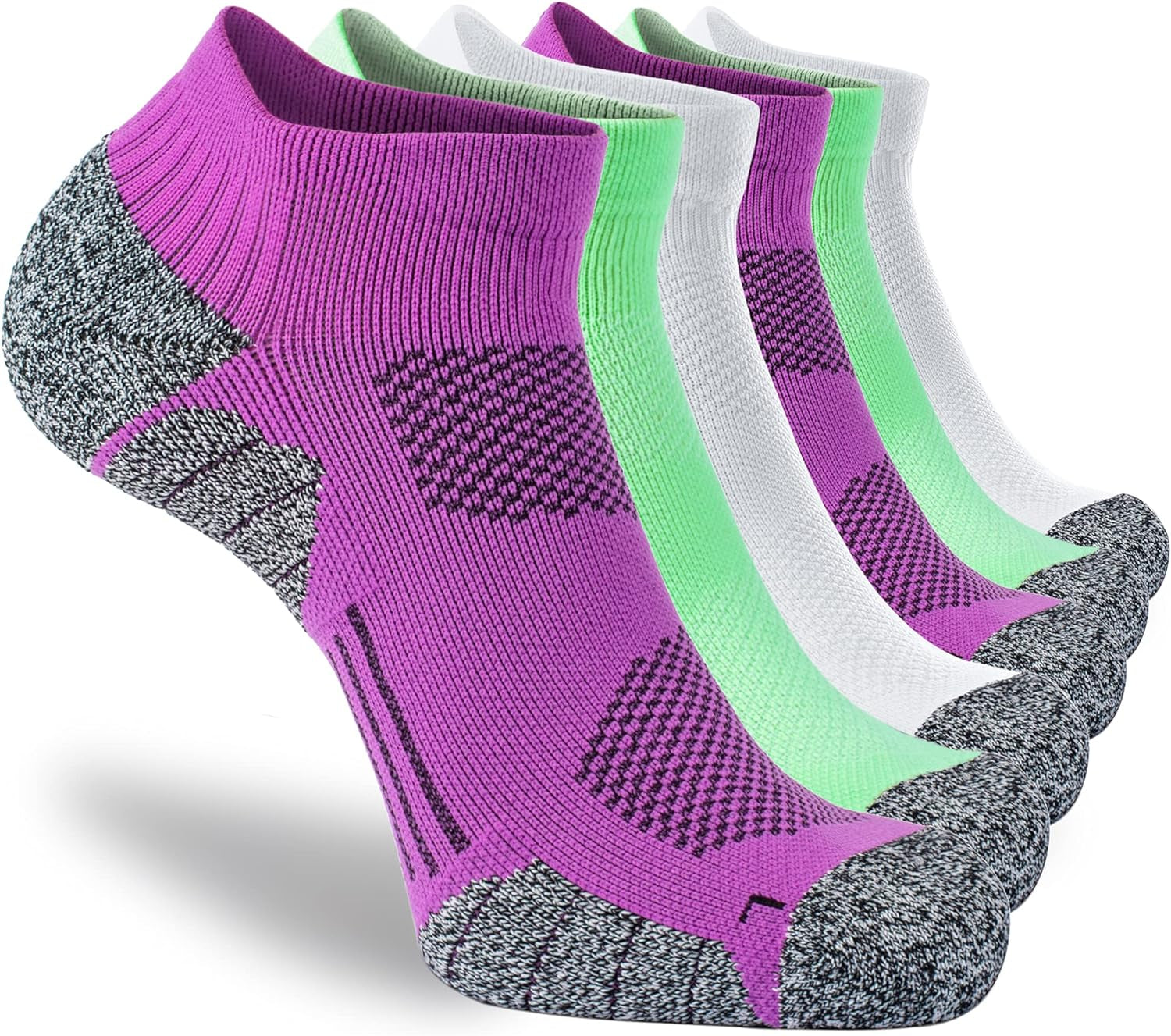 Unisex Cushioned Compression Athletic Ankle Socks Multipack