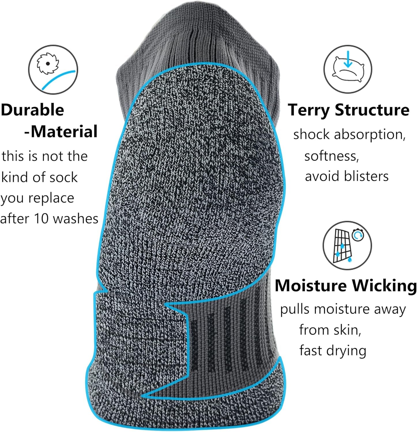 Unisex Cushioned Compression Athletic Ankle Socks Multipack
