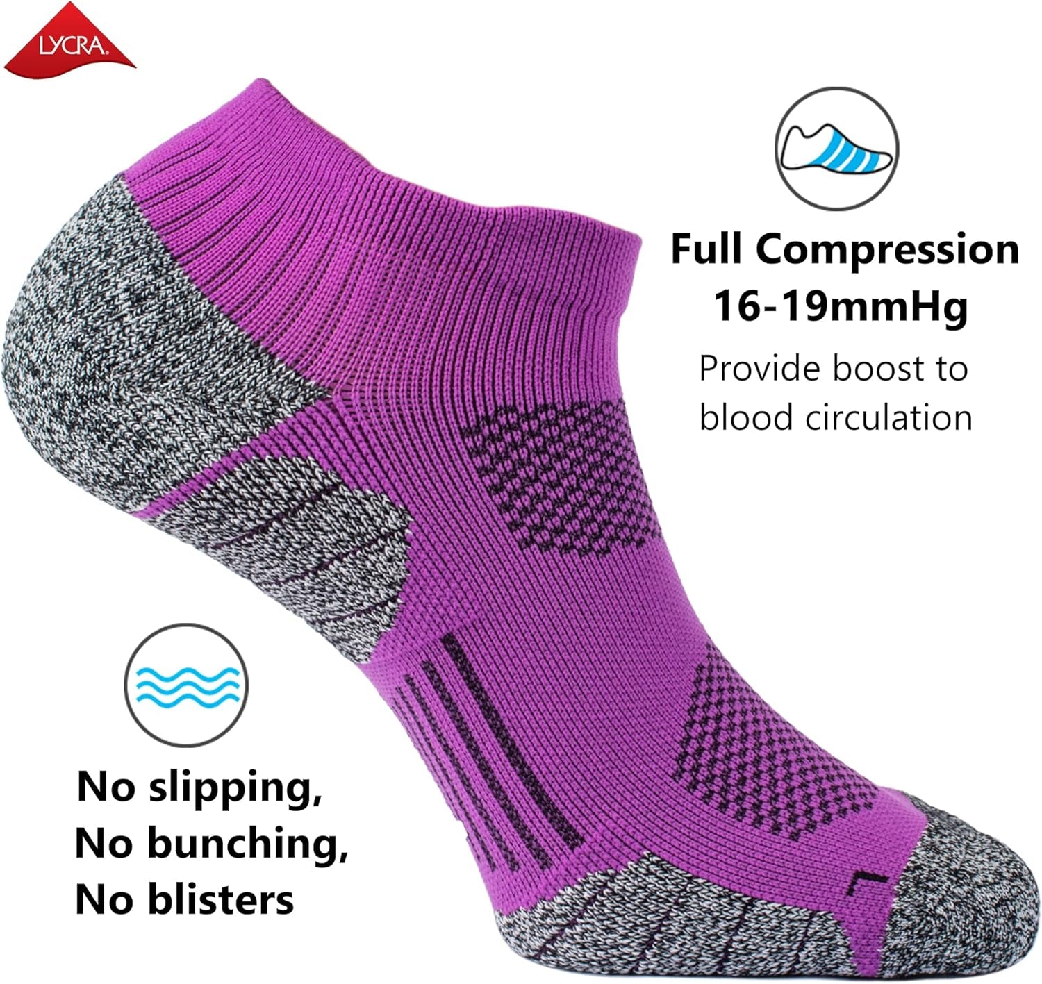 Unisex Cushioned Compression Athletic Ankle Socks Multipack