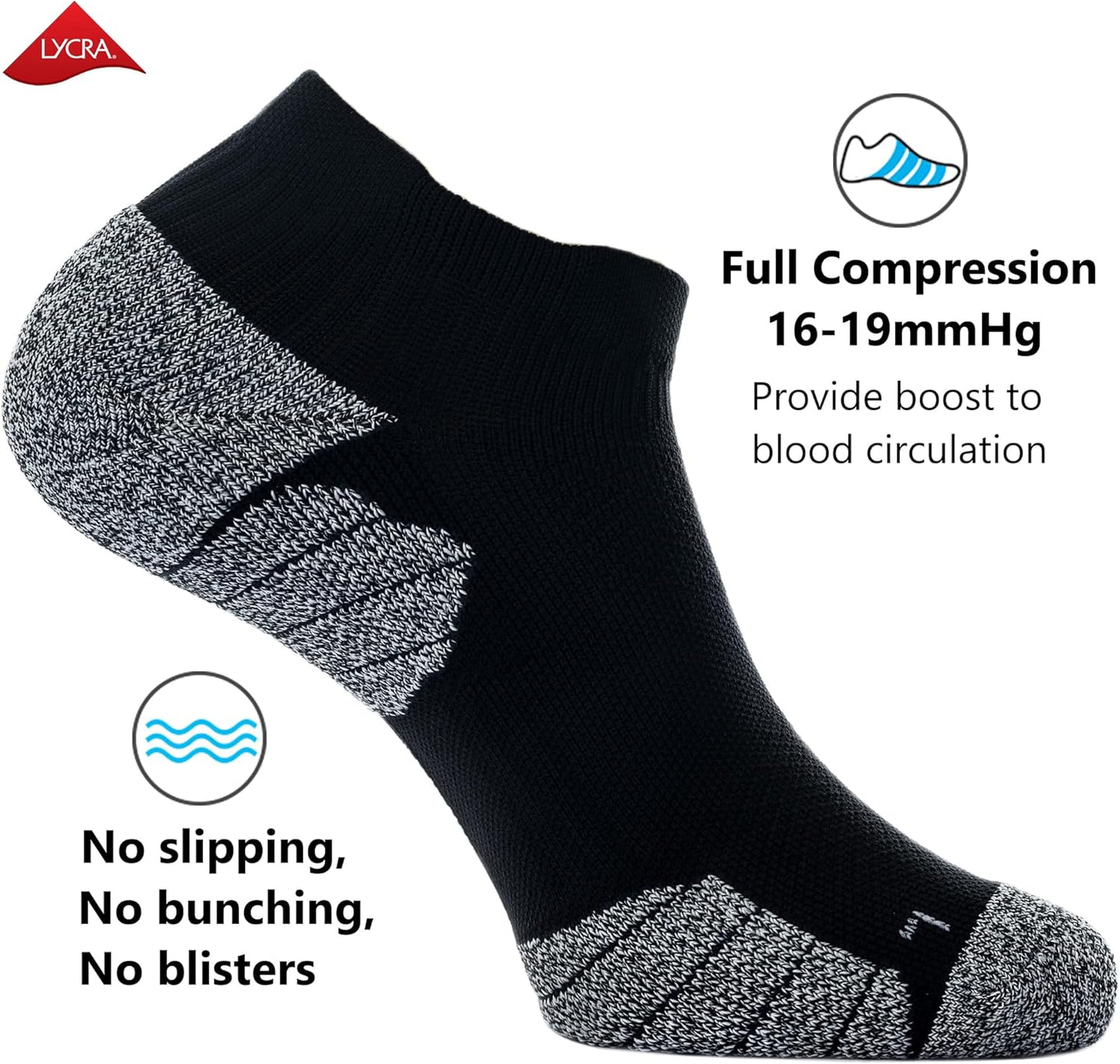 Unisex Cushioned Compression Athletic Ankle Socks Multipack
